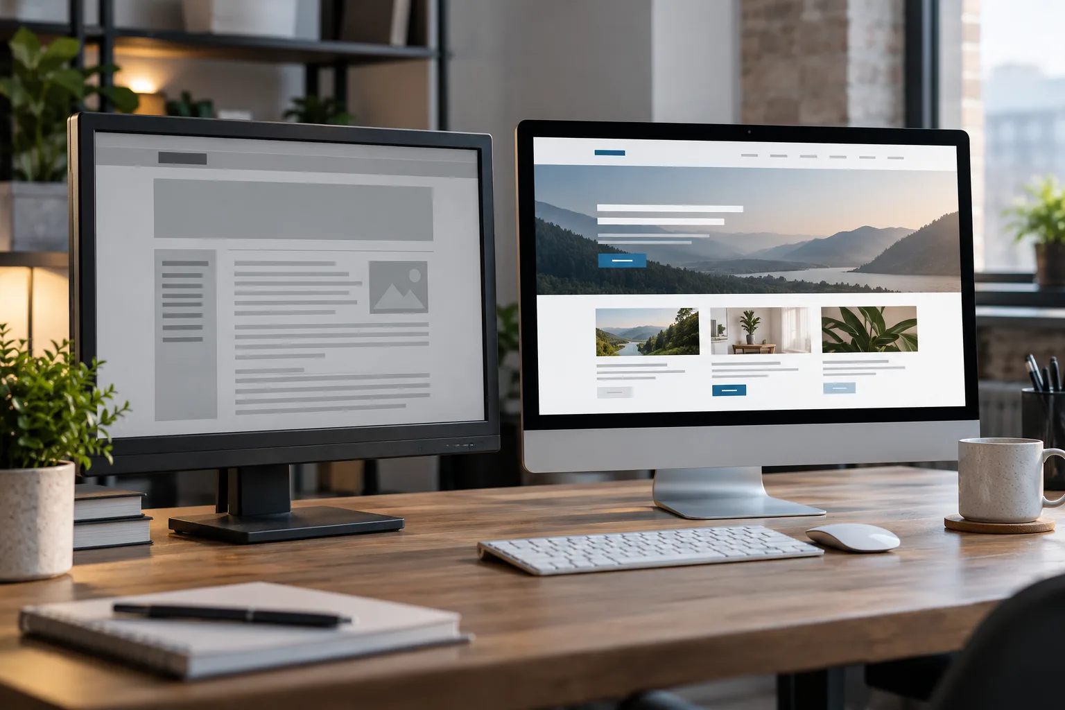 Comparing an outdated website with a modern business website