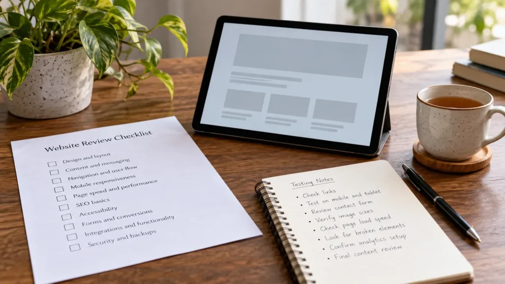 Professional review of an unfinished website