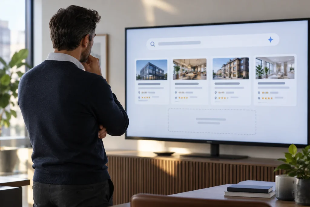 Business owner reviewing competitors appearing in AI search results