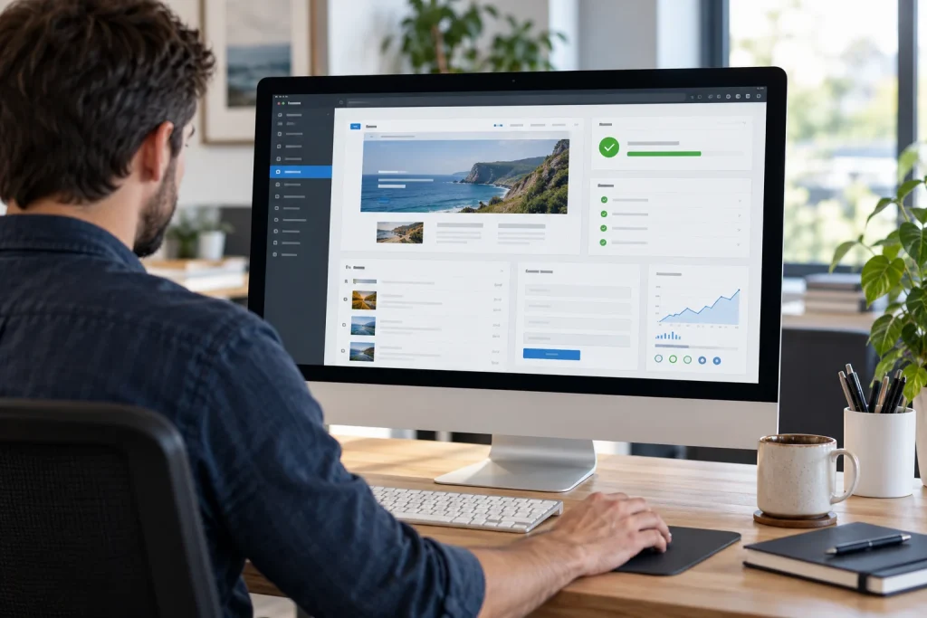 Developer carrying out WordPress website maintenance and checks